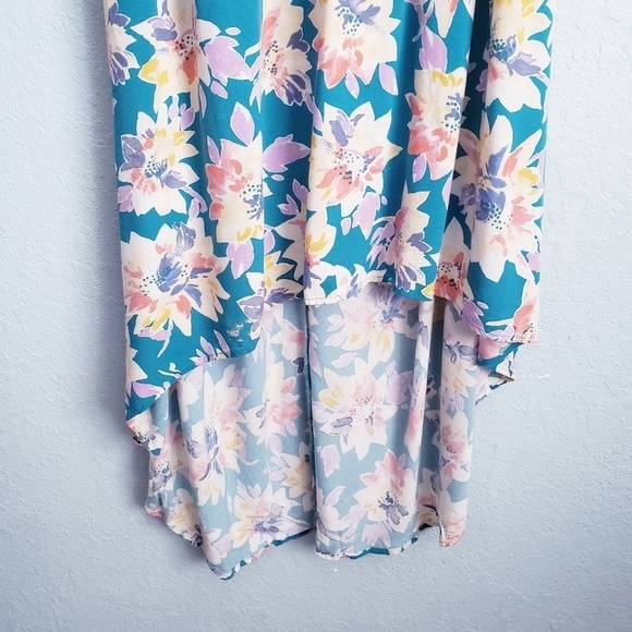 Ava & Viv Blue Floral High Lo Dress - Picture 3 of 7